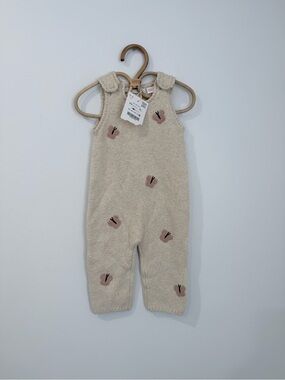 Zara Cream Knit One-Piece with Pink Flower Embroidery